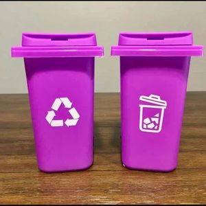 SOLD-Purple American Girl doll trash & recycle can